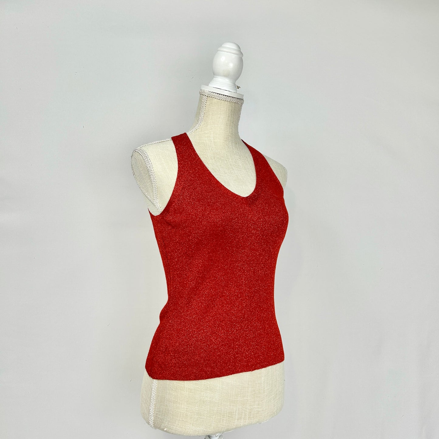 S I.N.C Red NWT Metallic V Neck Tank Top