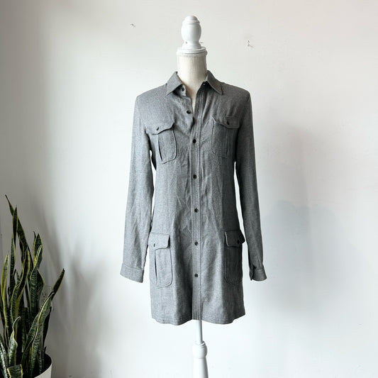 L/10 Rag & Bone Gray Wool Button Down Shirt Dress