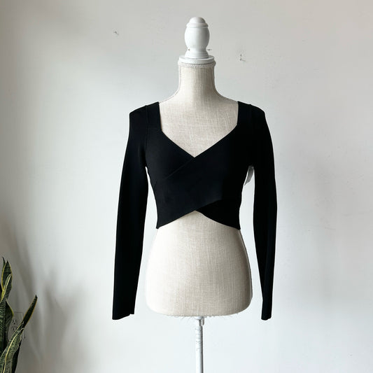 S Express Black Body Contour Crossover Super Crop Long Sleeve