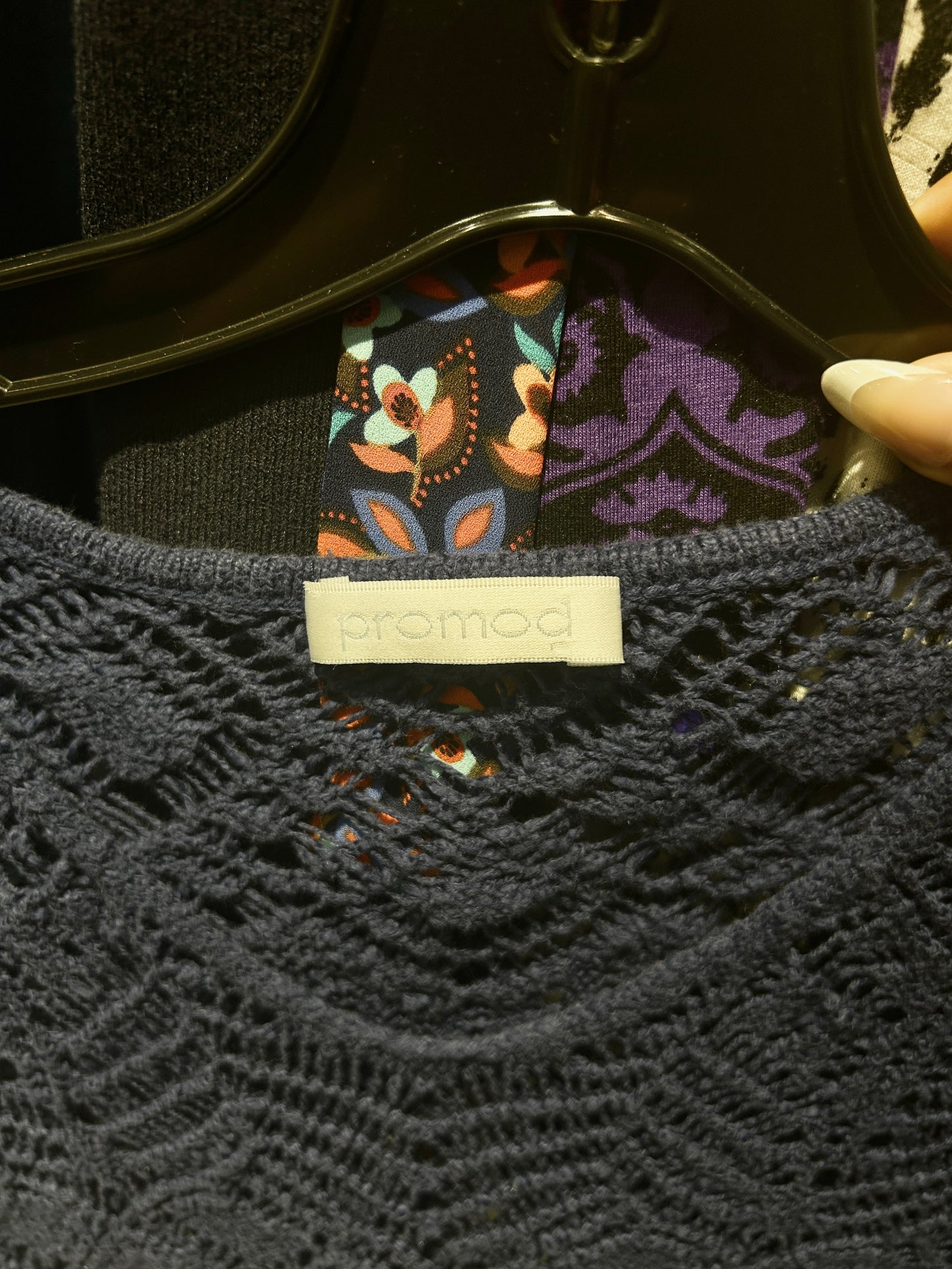 S Promod Navy Open Stitch Sweater