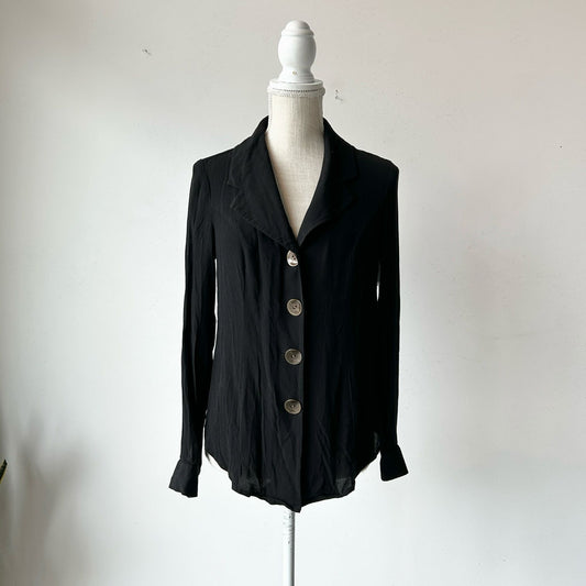 4/S Maeve Black Collar Blouse With Gold Buttons
