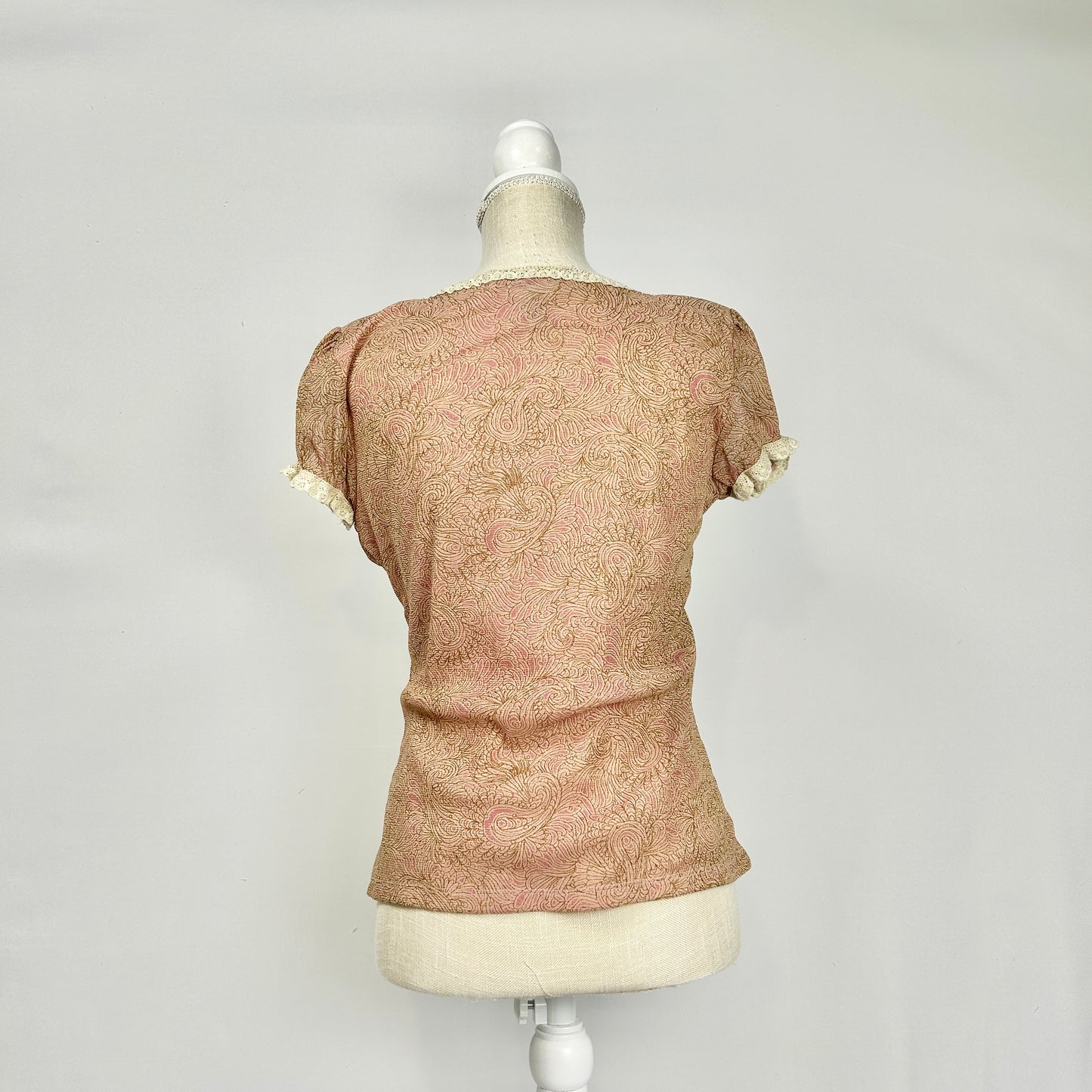 L INC Paisley Dusty Rose Gold Sparkle Top