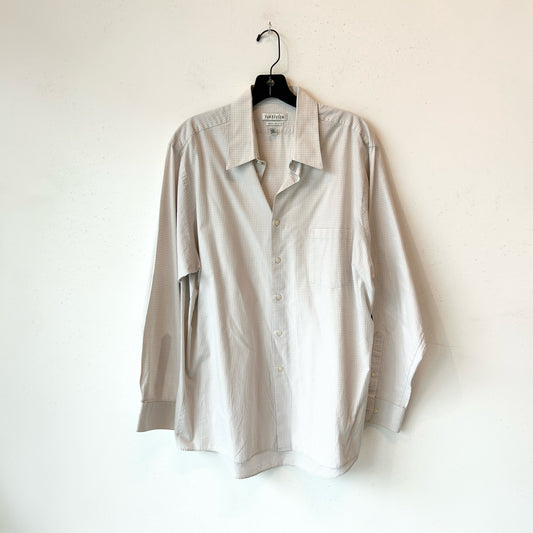 L/17 Van Heusen Tan Checkered Button Up Long Sleeve Shirt