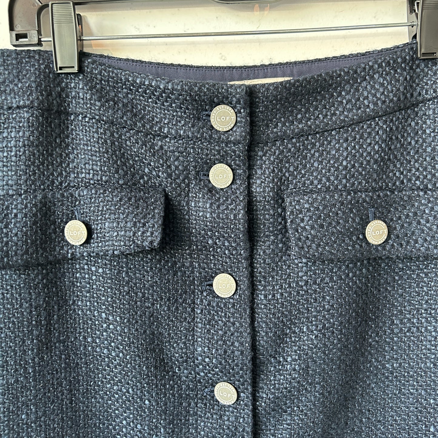 M/8 LOFT Navy Tweed Mini Skirt