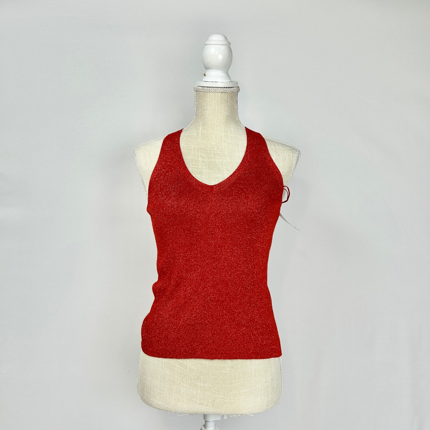 S I.N.C Red NWT Metallic V Neck Tank Top