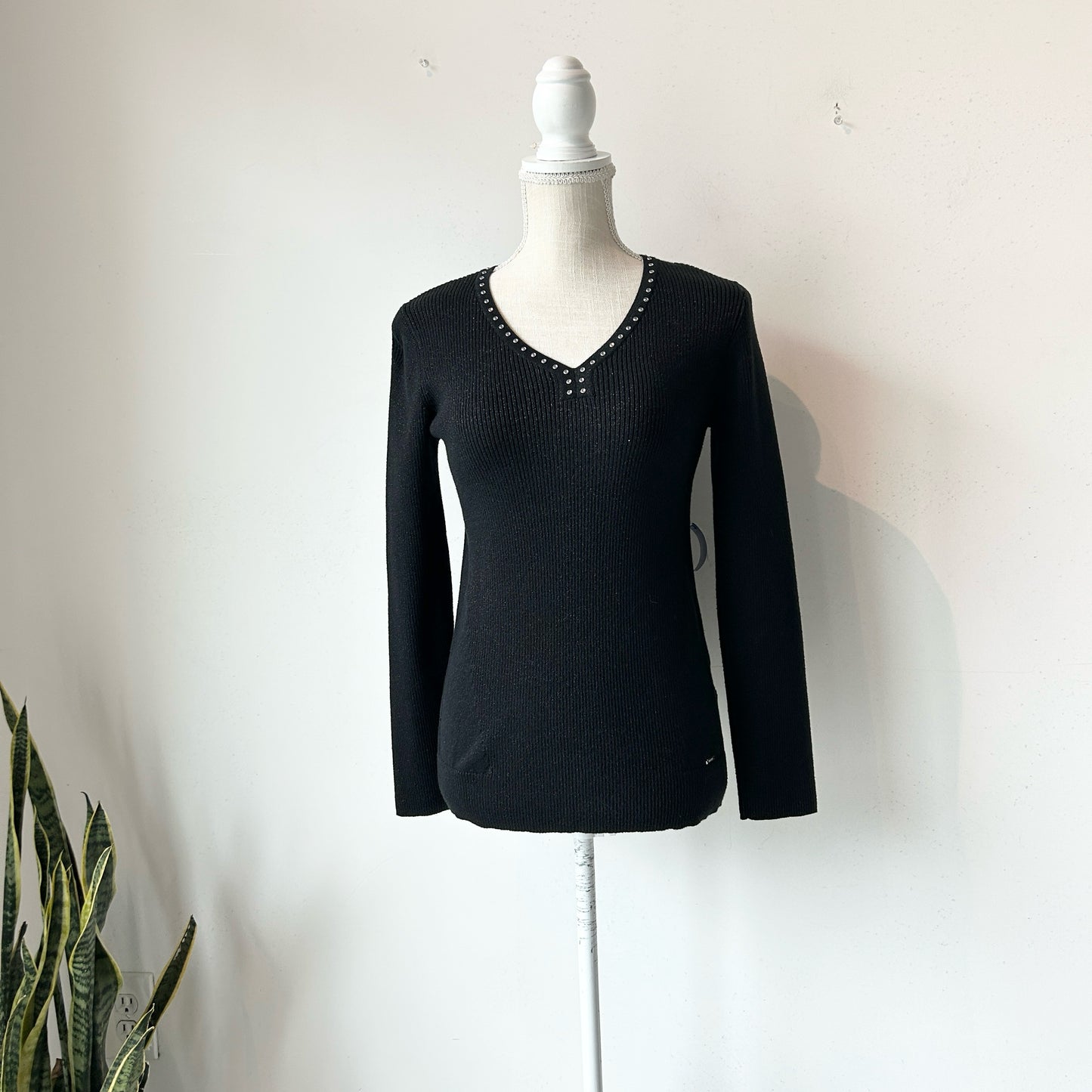 S DKNY Black Rhinestones Long Sleeve