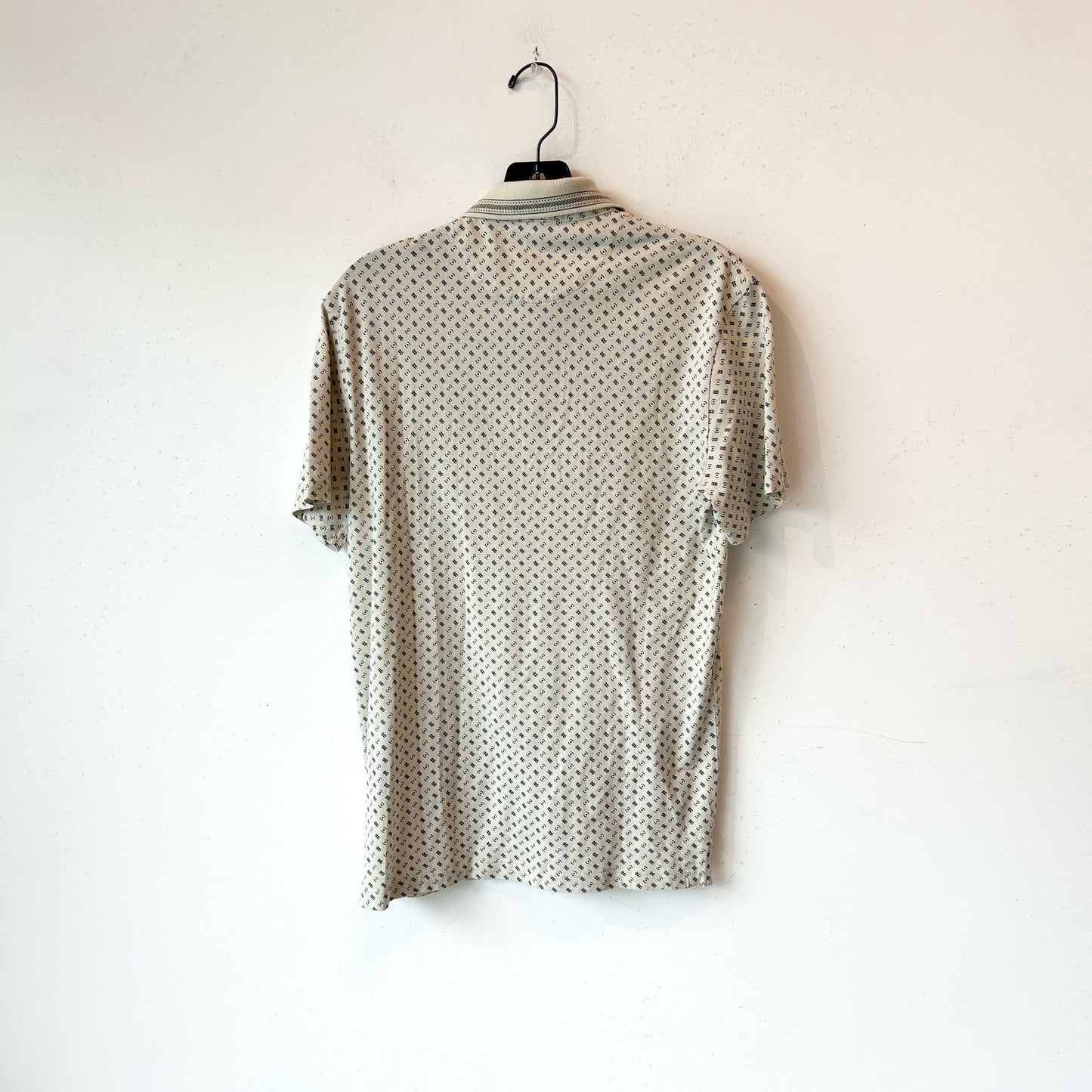 XS EXPRESS Ivory Polka Dot Polo Dress Shirt