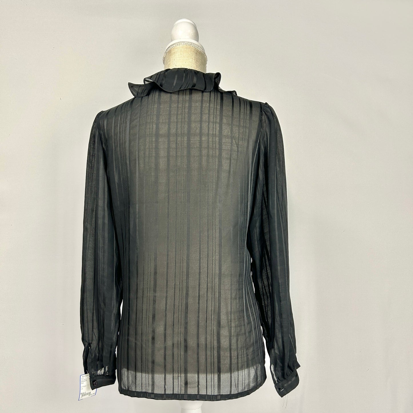 L Aansworth Black Sheer Button Up Long Sleeve