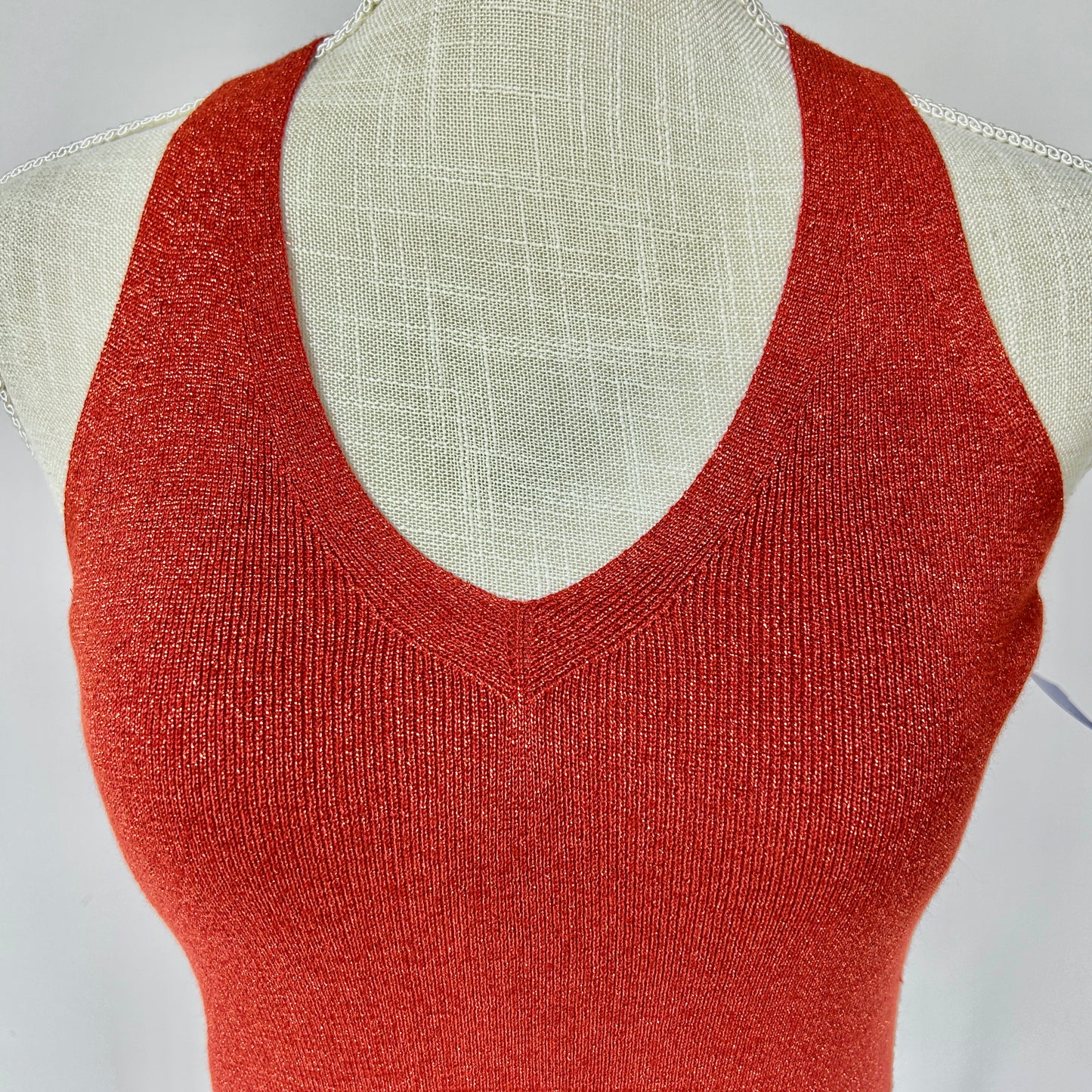 S I.N.C Red NWT Metallic V Neck Tank Top