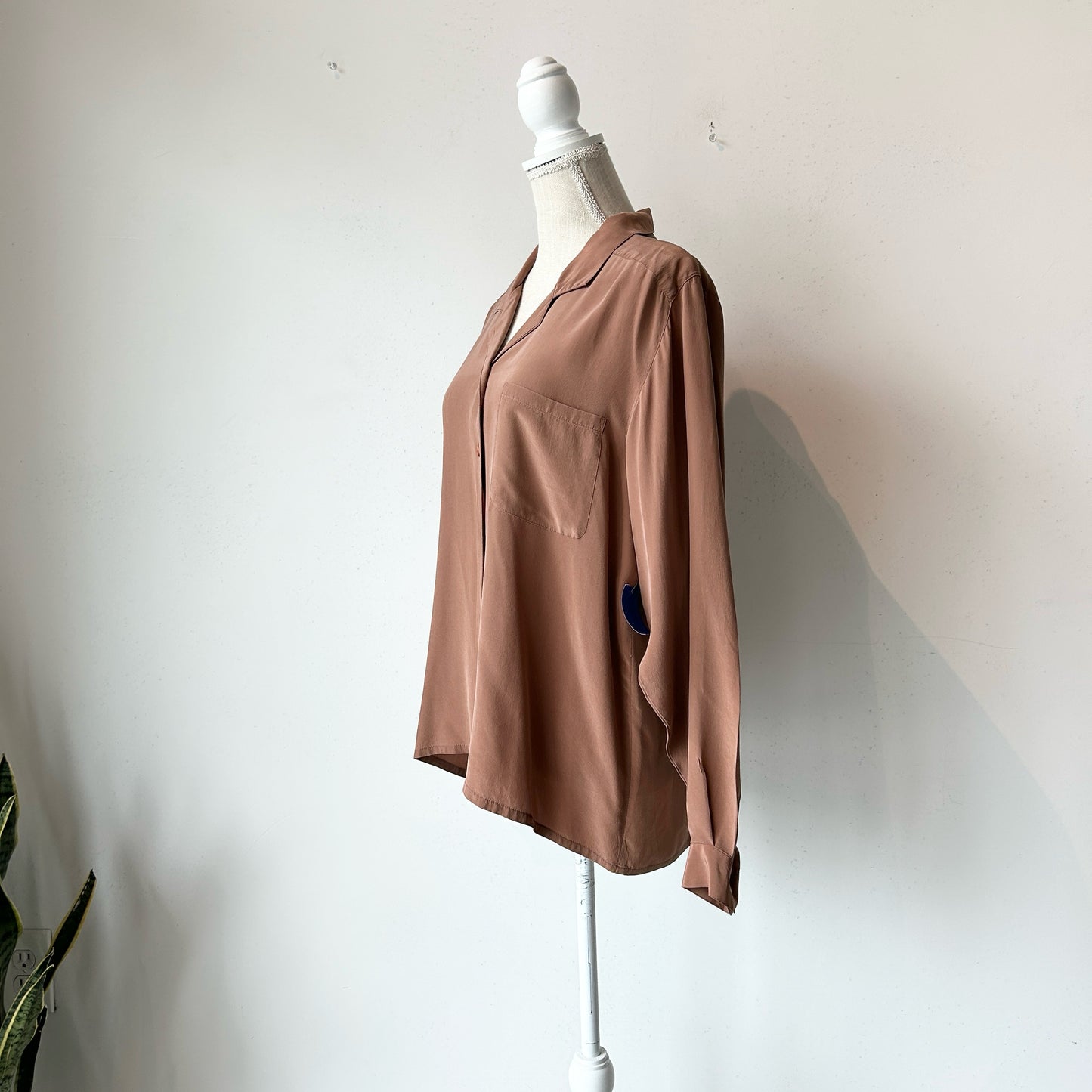 M Brown Leilei Silk Long Sleeve Blouse