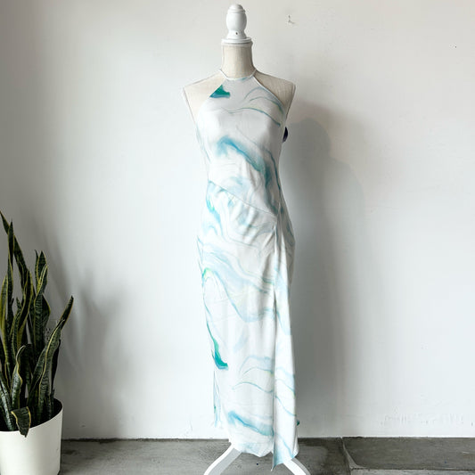 XS EXPRESSWhite-Bluw Marble Maxi Dress