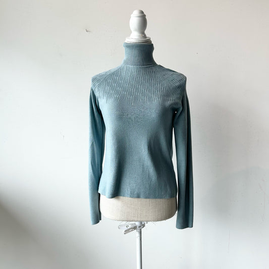 M Caslon Pastel Blue Turtle Neck Long Sleeve