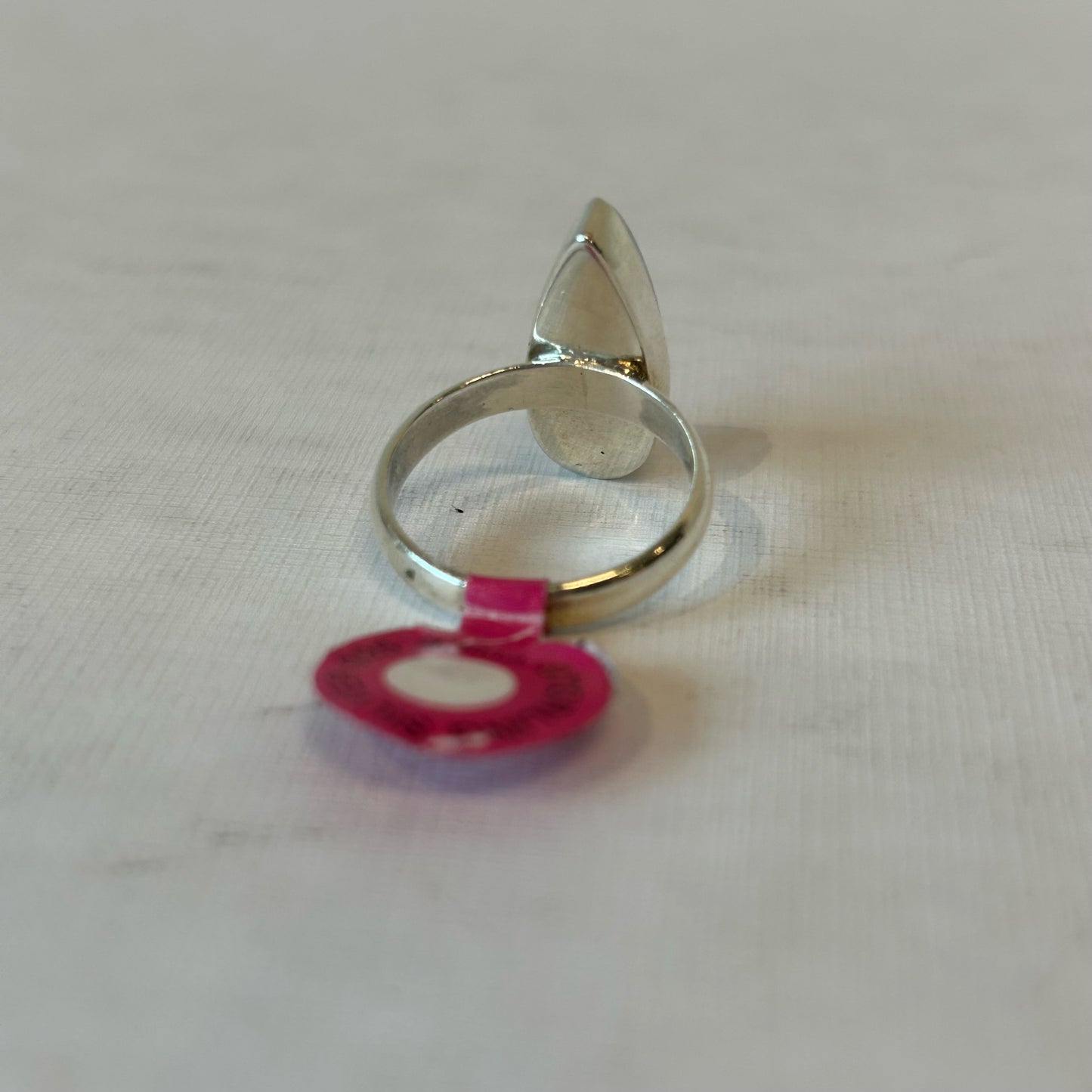Silver 925 Single Shank Teardrop Pink Ring