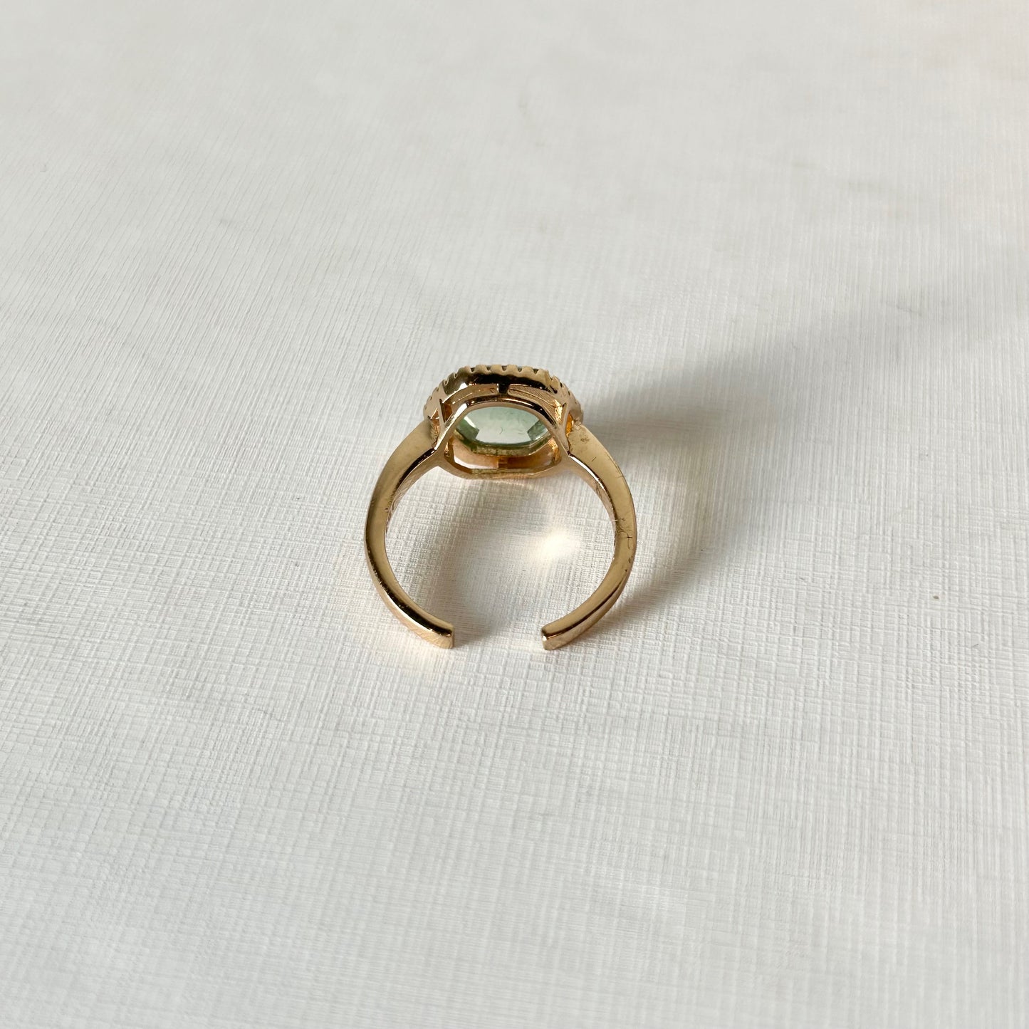 Gold Tone Green Center Ring