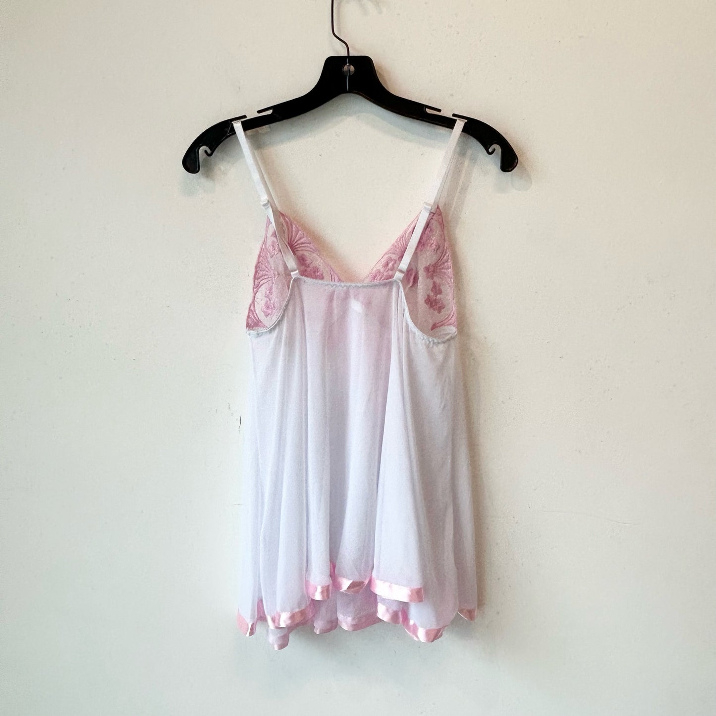 S White-Pink Lace Bow Bustier Lingerie Top