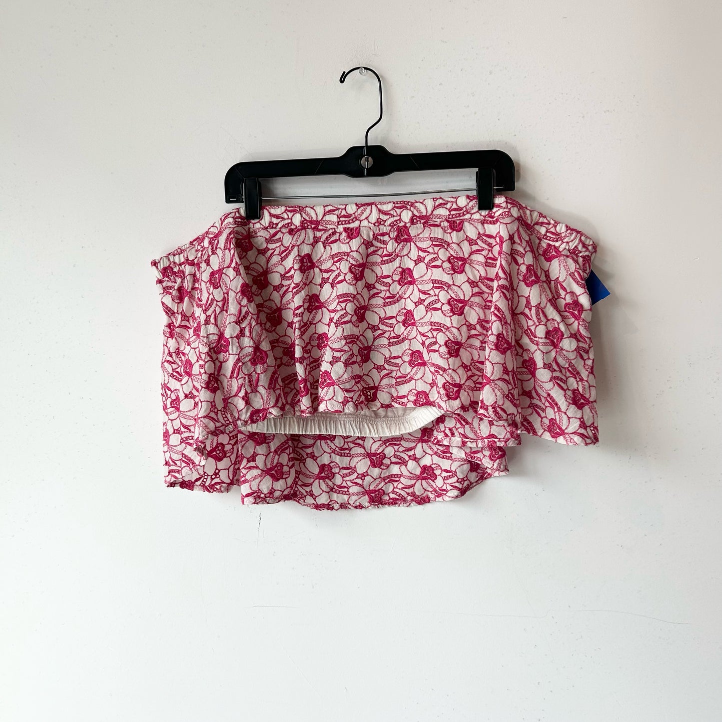 XXXL/3X Porridge Pink Floral Embroidered Strapless Crop Top