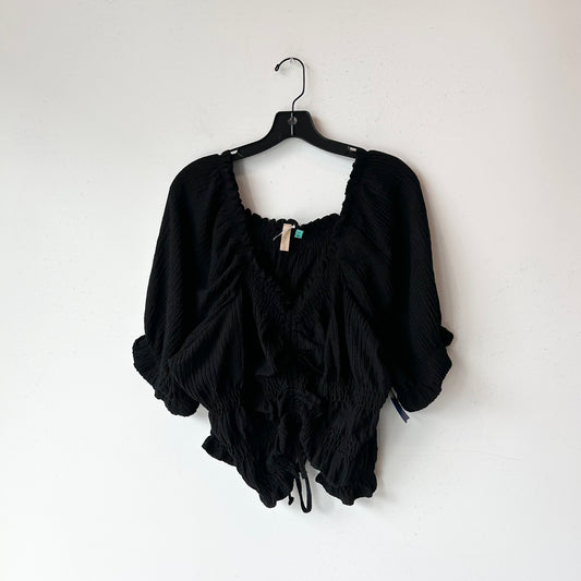 XXL/2X Pilcro Black Short Sleeve Blouse