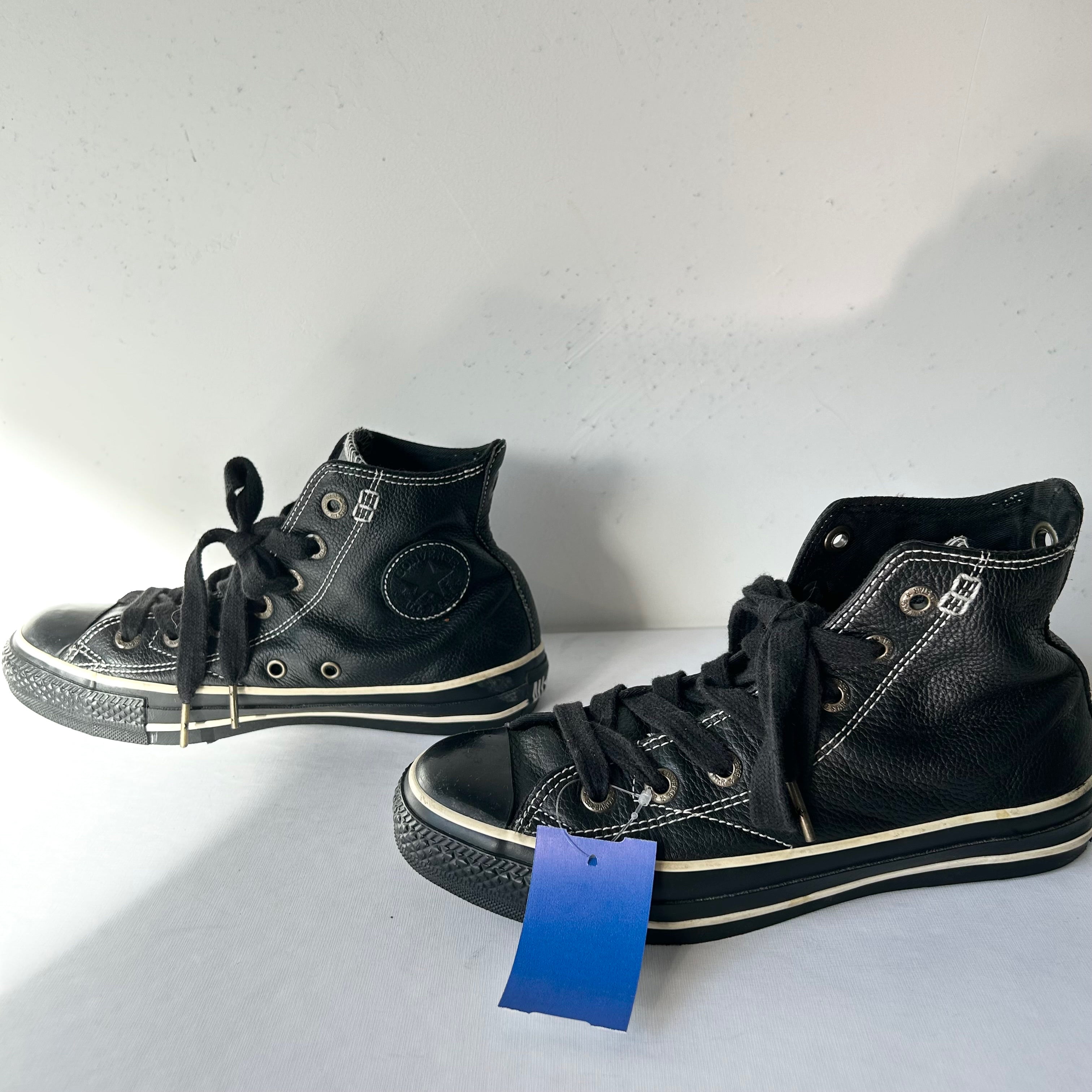 Converse high best sale cut black leather