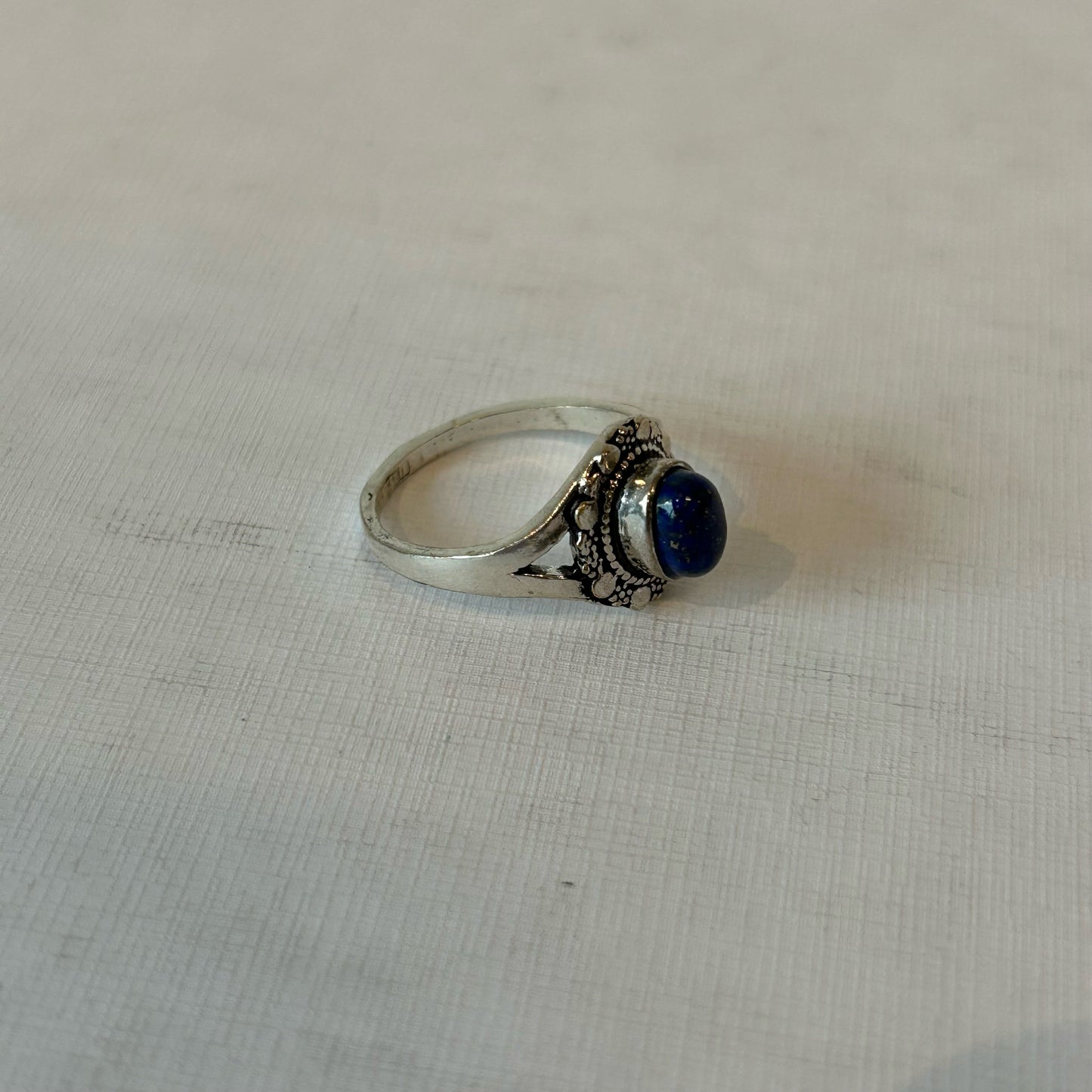 Silver Plated Oval Blue Ring