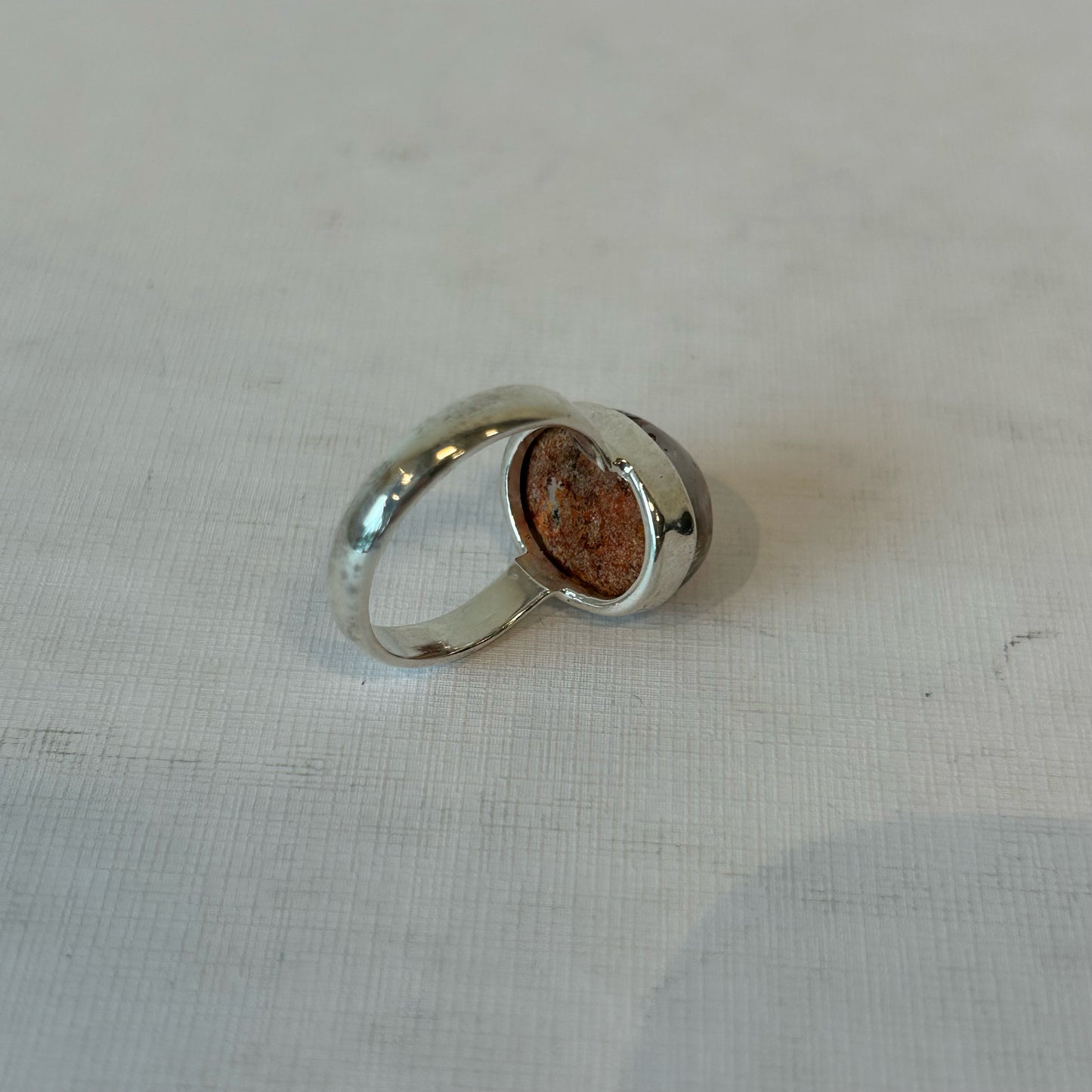 Silver Single Shank Oval Orange Ring