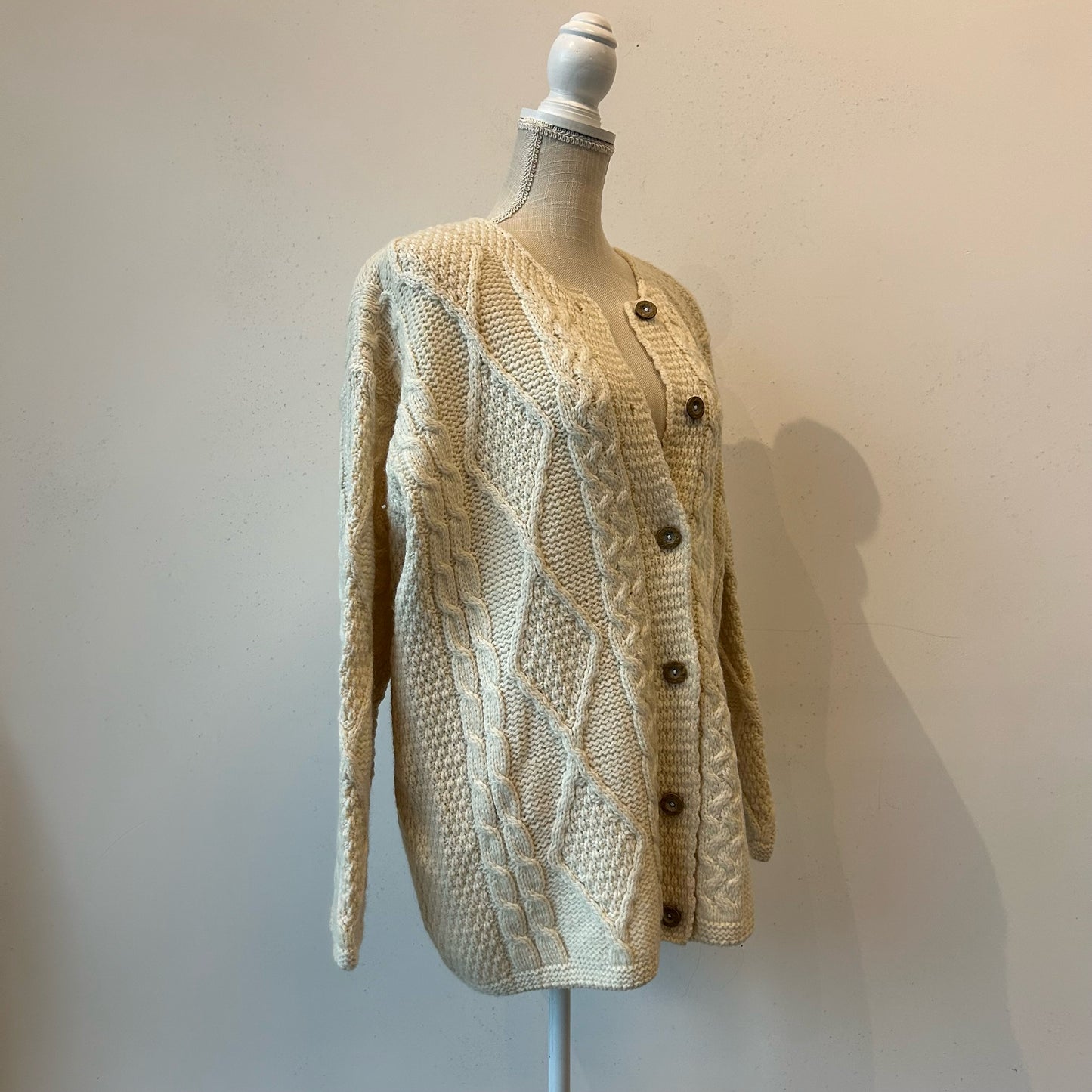 L Beige Connemara Knitwear Wool Sweater