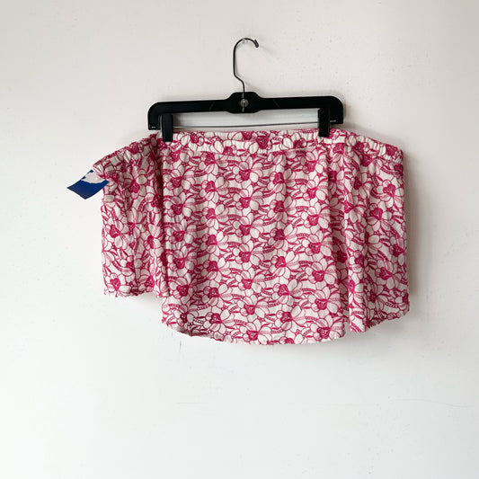 XXXL/3X Porridge Pink Floral Embroidered Strapless Crop Top