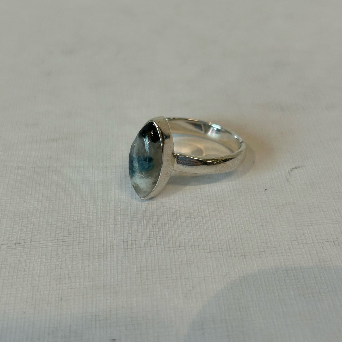 Silver 925 Single Shank Blue-White Marquise Ring