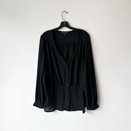 XXL/22 Eloquii Black Sheer Long Sleeve Top