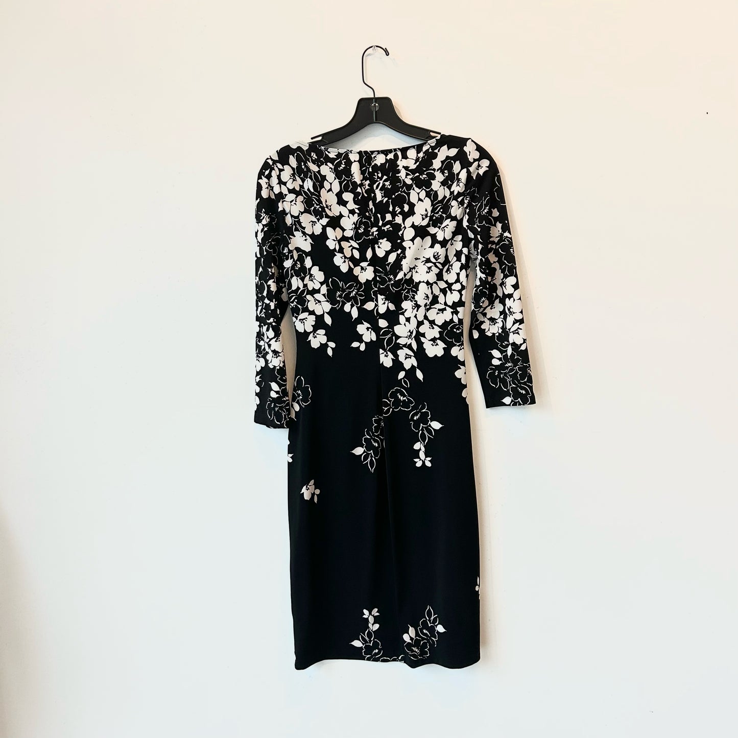 S Chaps Black-White Floral Dress