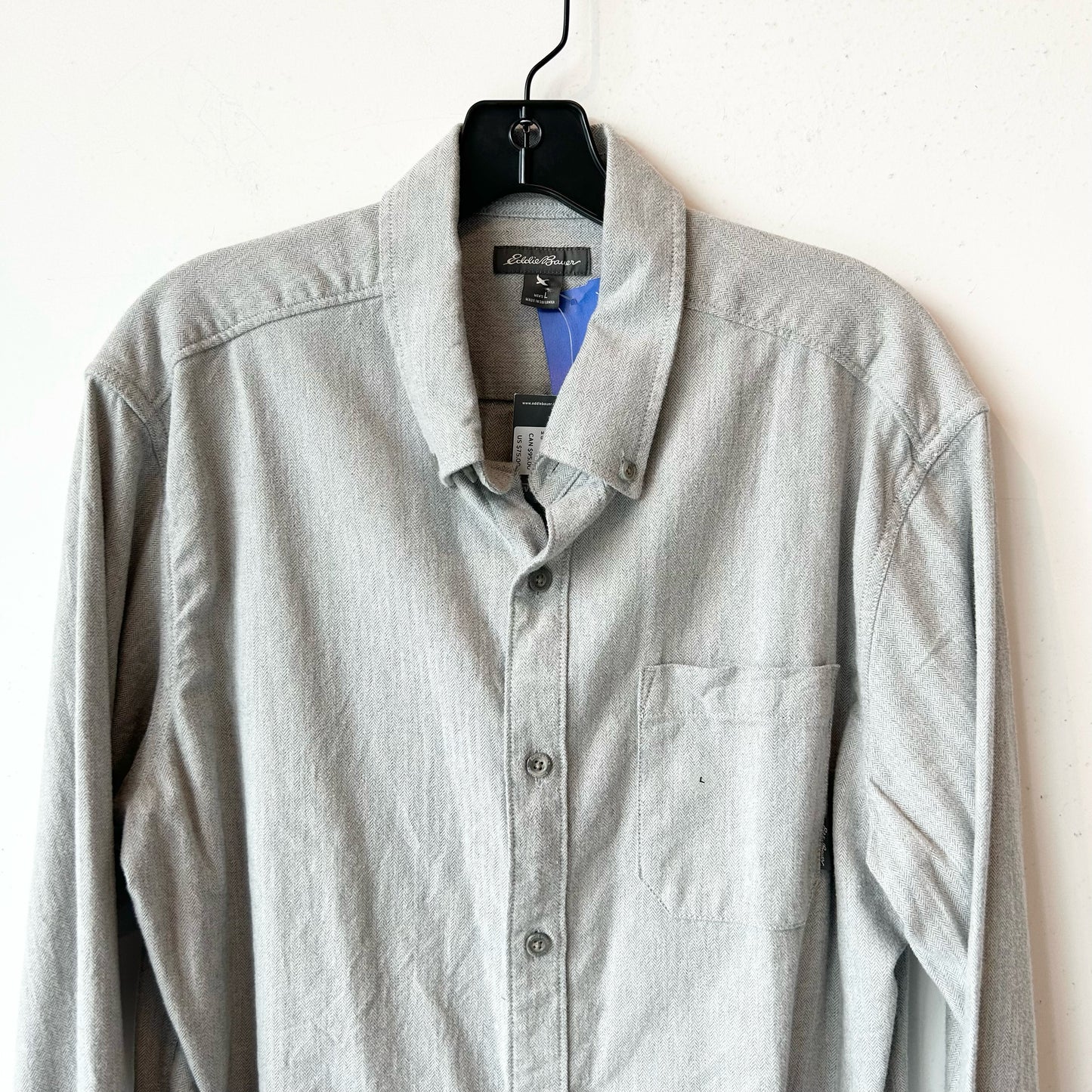 L Eddie Bauer Gray Button Up Long Sleeve