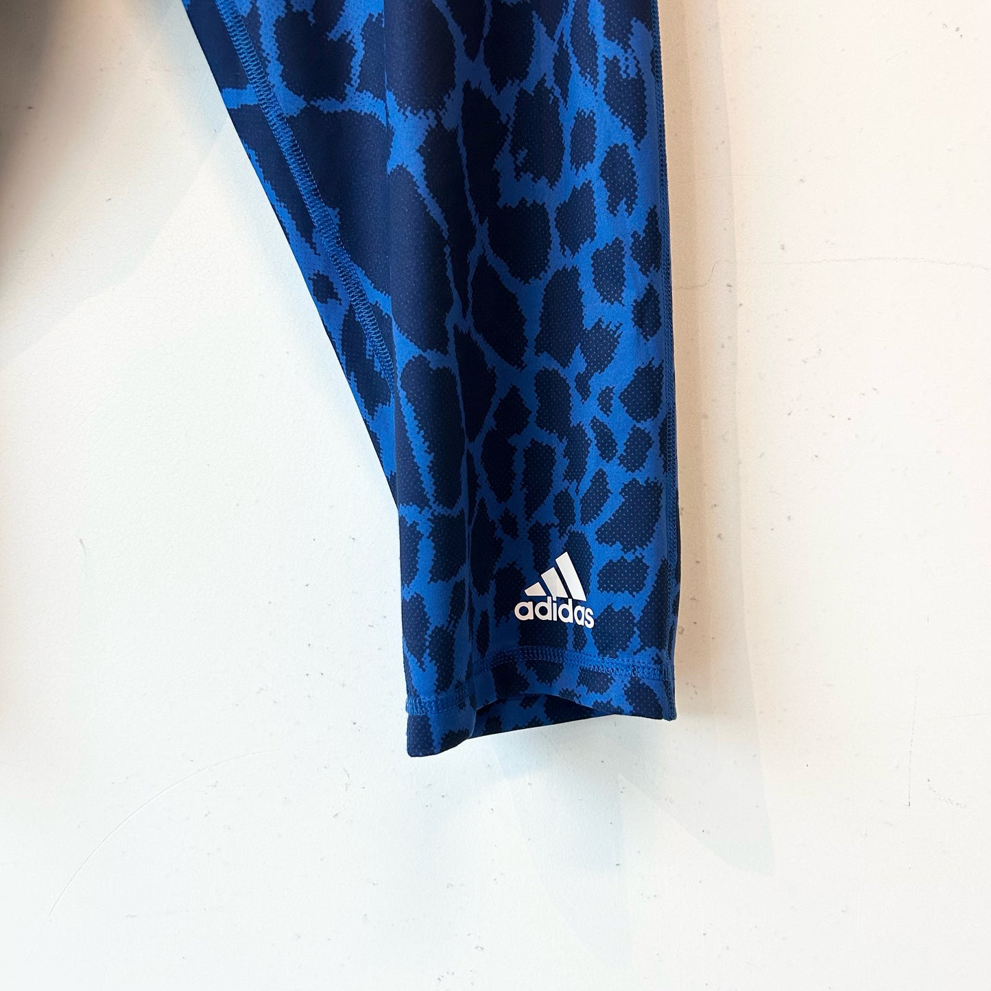 L Adidas Blue-Black Animal Print Leggings
