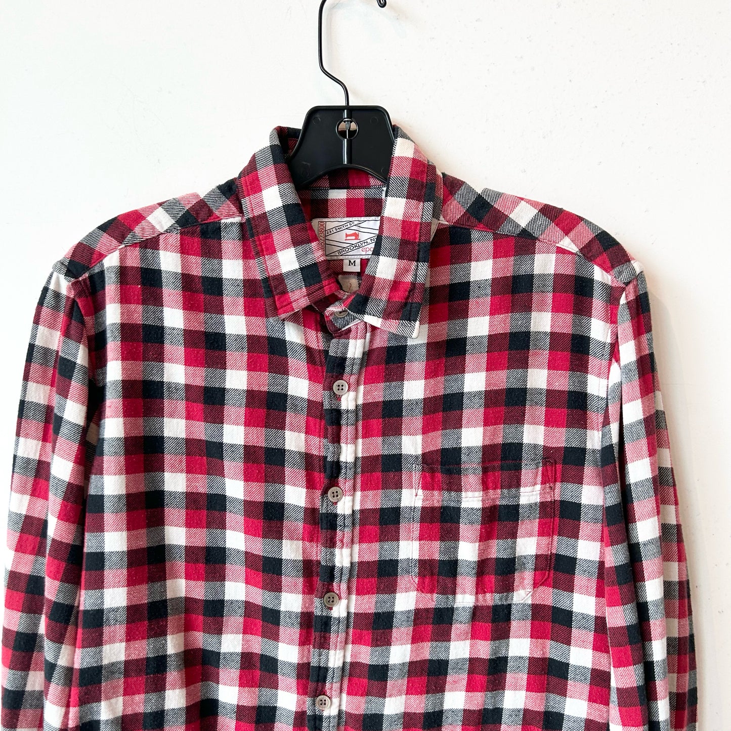 M Epaulet NY Red Striped Flannel