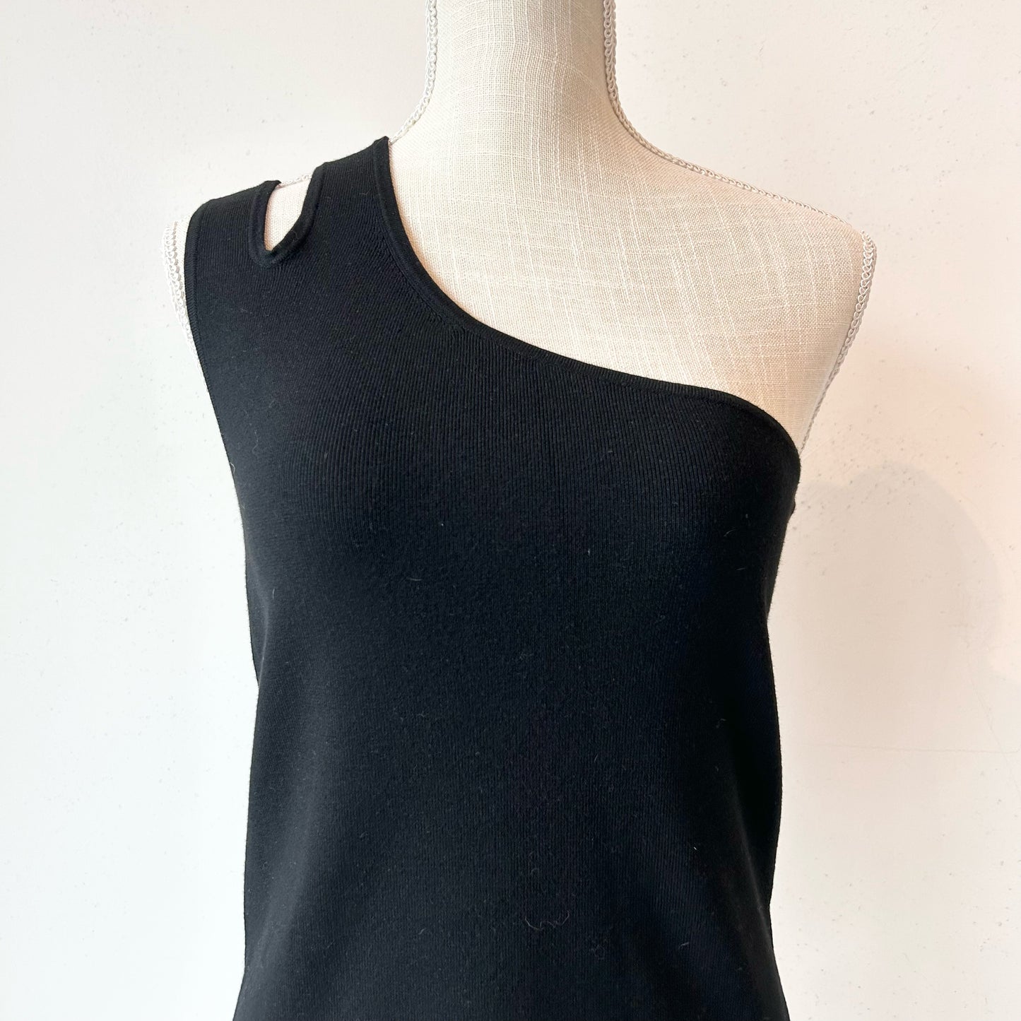 L All Saints Black One Shoulder Tank Top