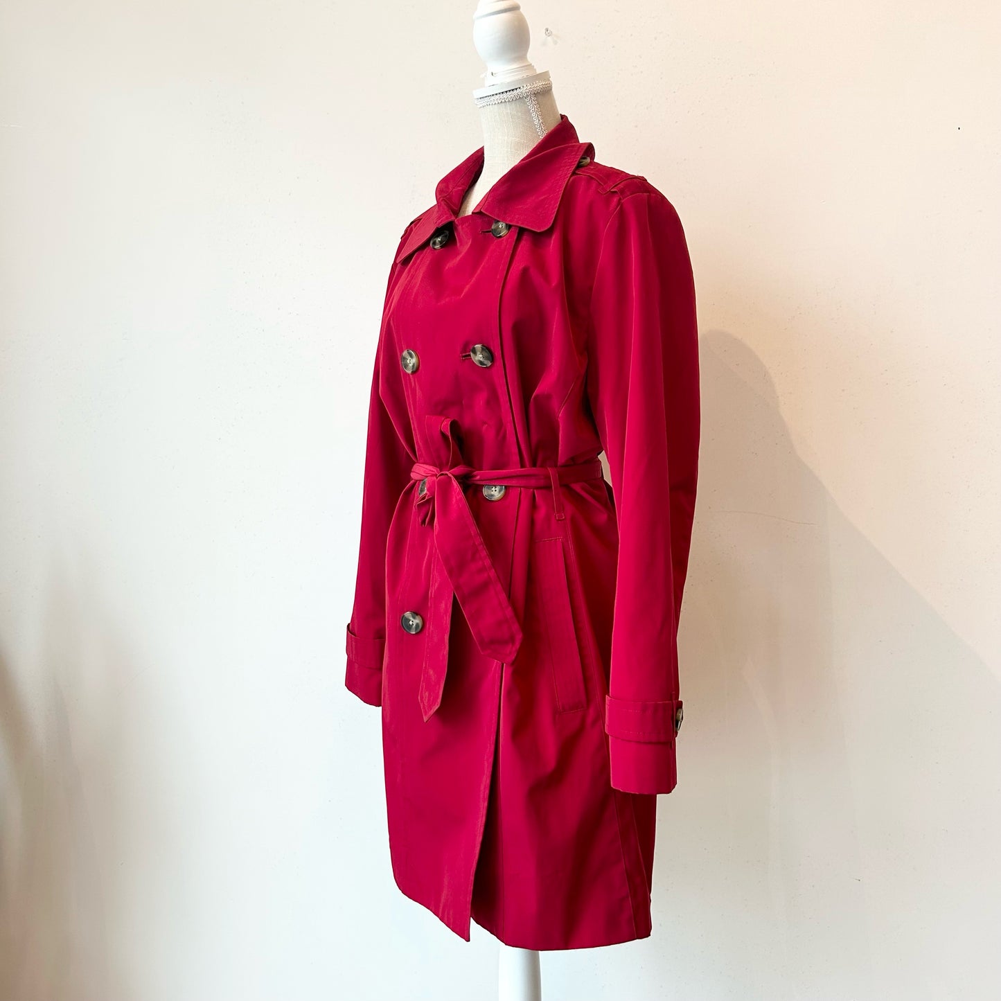 XL Red London Fog Belted Trench Coat