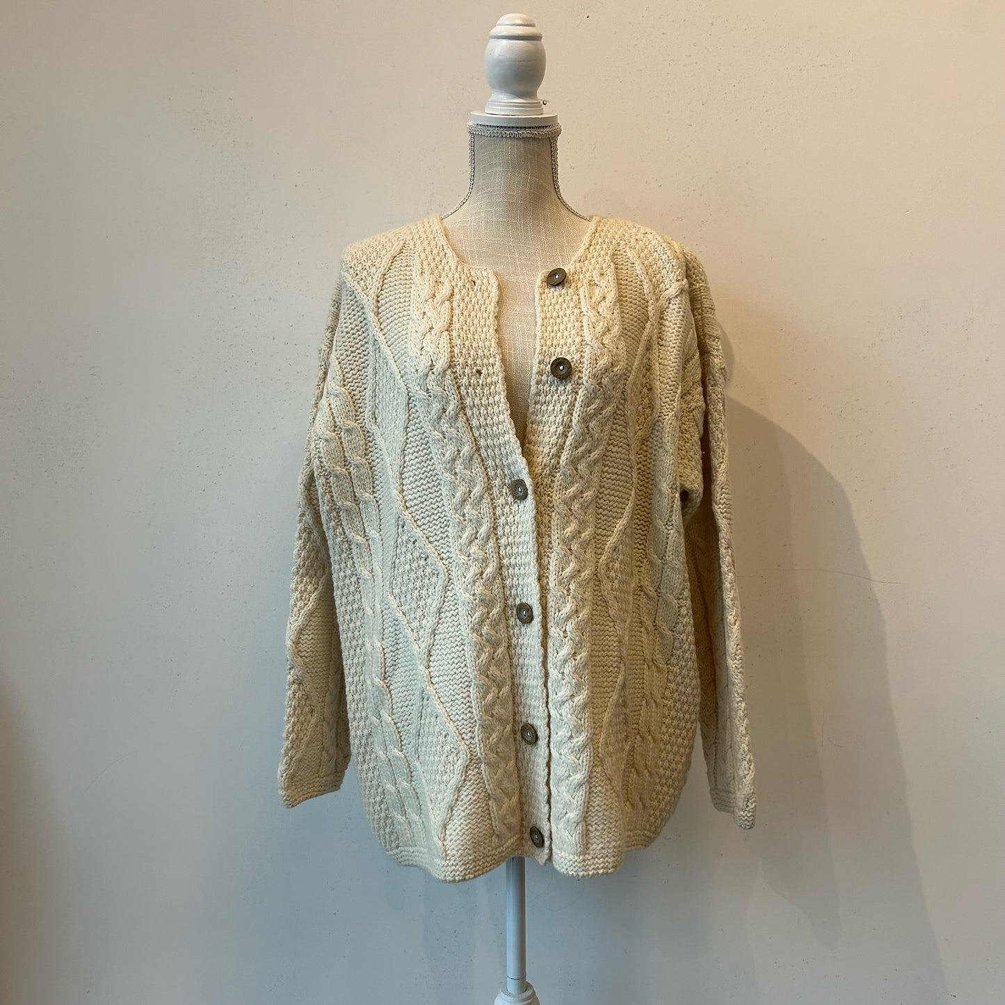L Beige Connemara Knitwear Wool Sweater