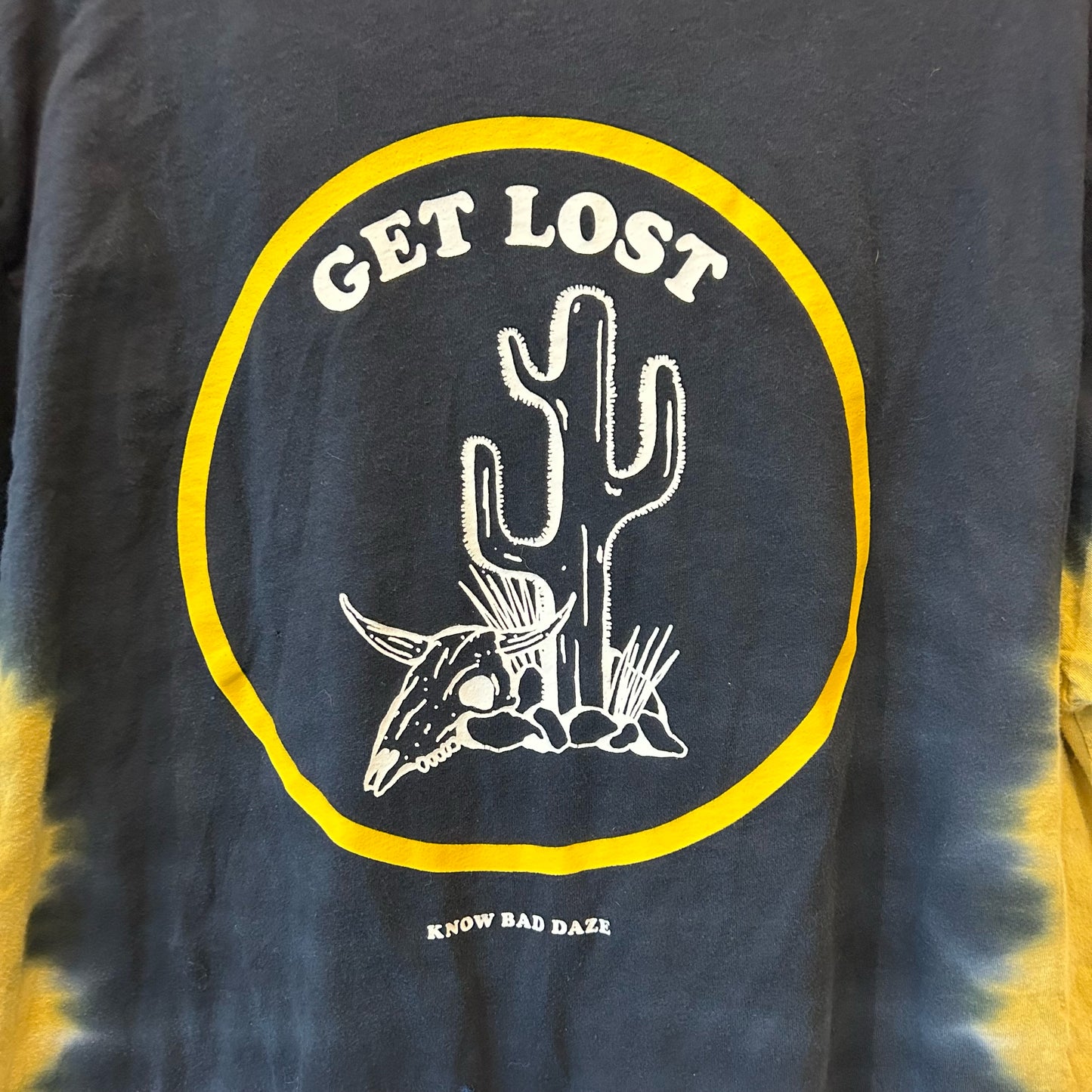 L Yellow Ombre Get Lost Graphic Tee