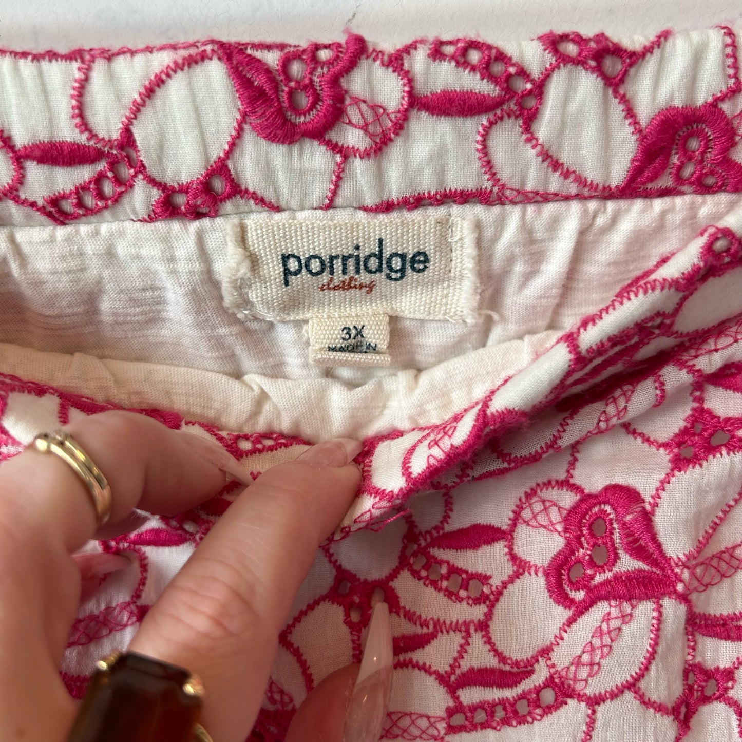 XXXL/3X Porridge Pink Floral Embroidered Strapless Crop Top