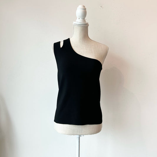 L All Saints Black One Shoulder Tank Top