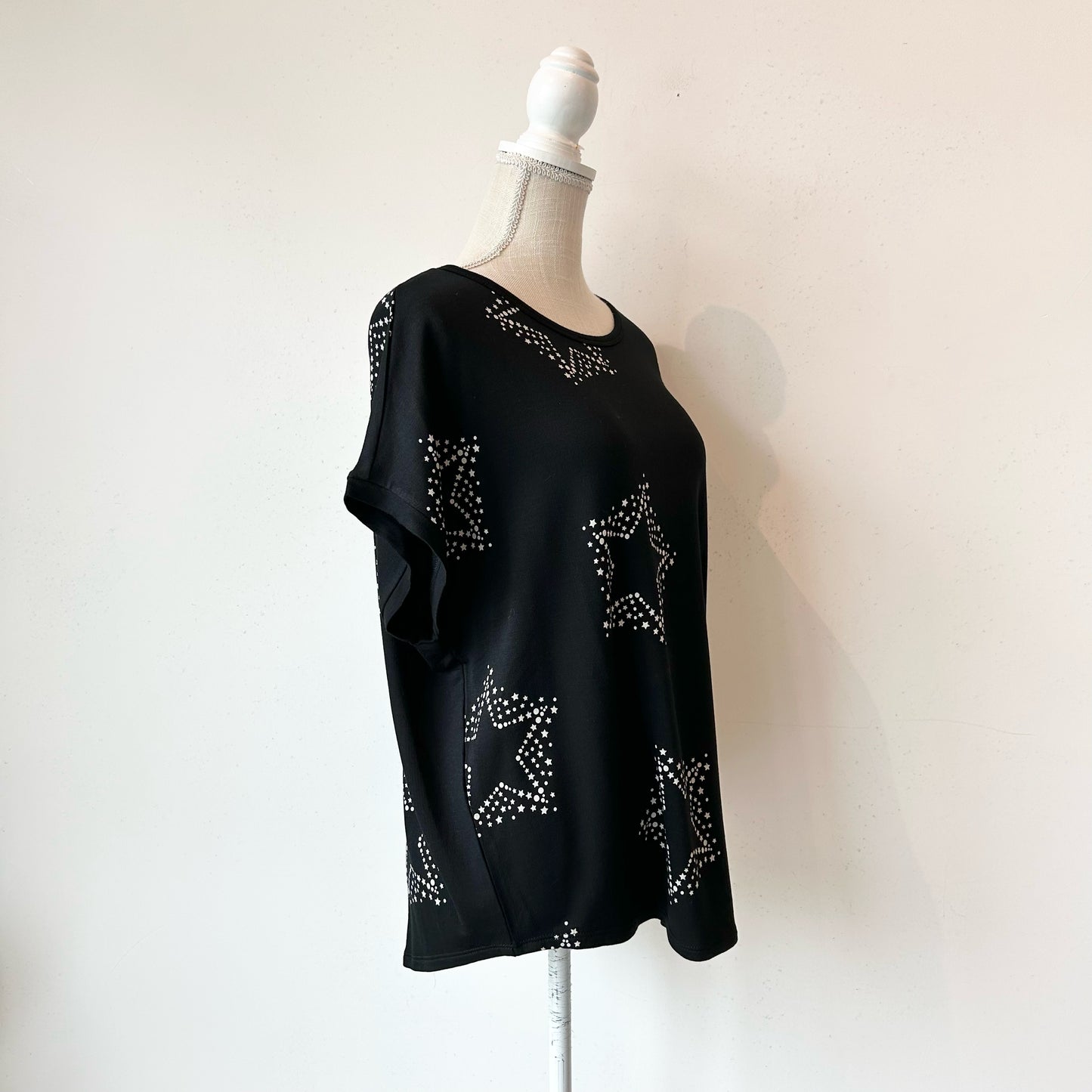 M Buffalo- David Bitton Black White Stars Blouse