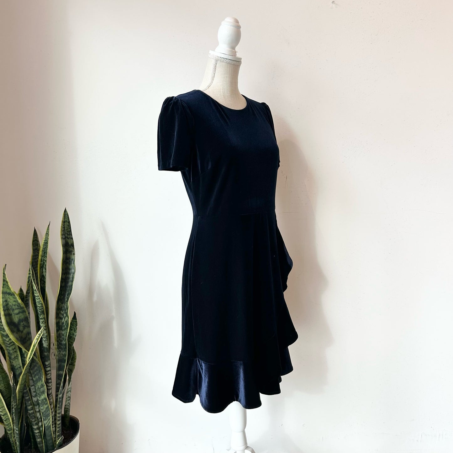 S/4 Karl Lagerfeld Blue Midnight Velvet Ruffled Mini Dress