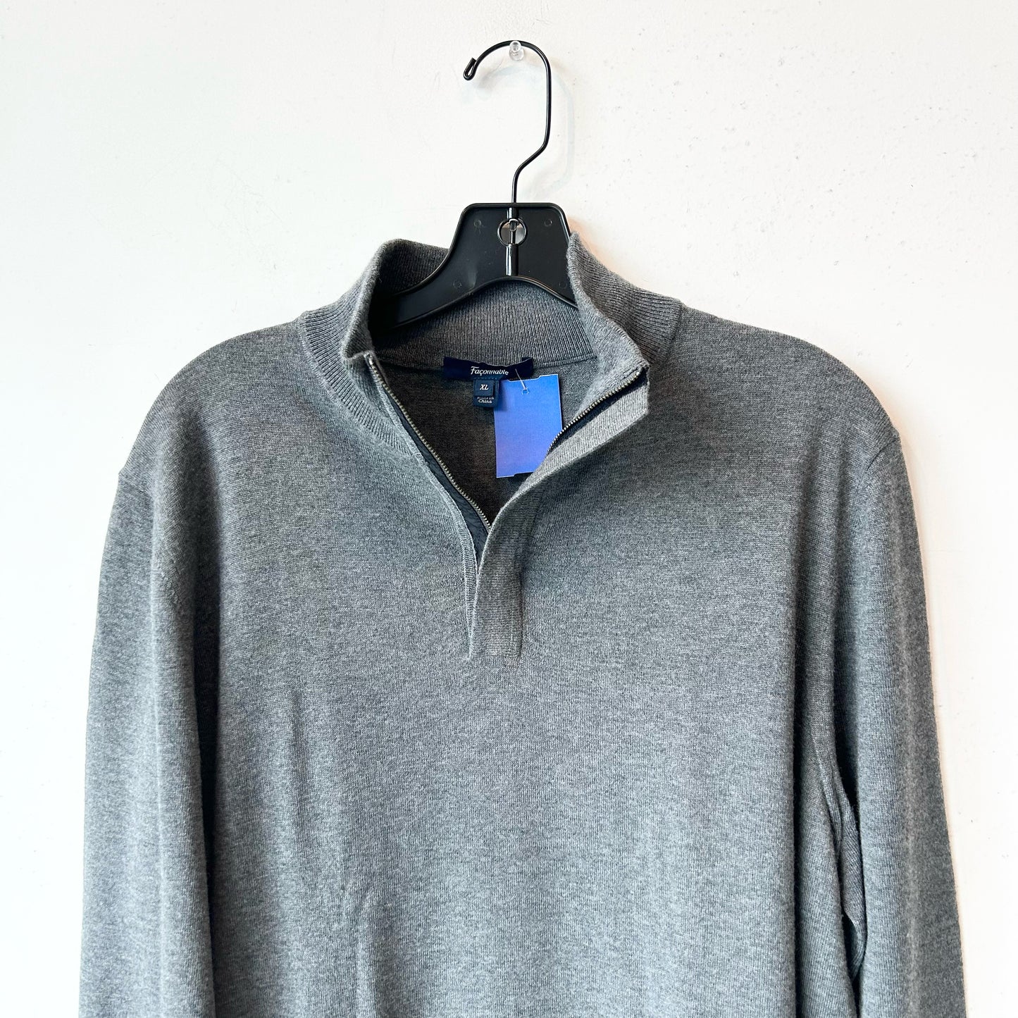 XL Gray Faconnable Wool Sweater