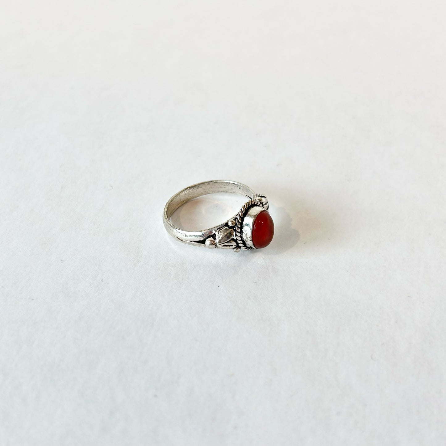 Silver Plated Burnt Orange Oval Ring