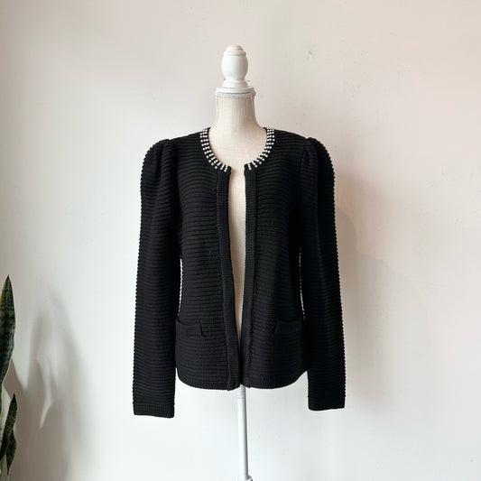 L EXPRESS Black Chunky Pearl Cardigan