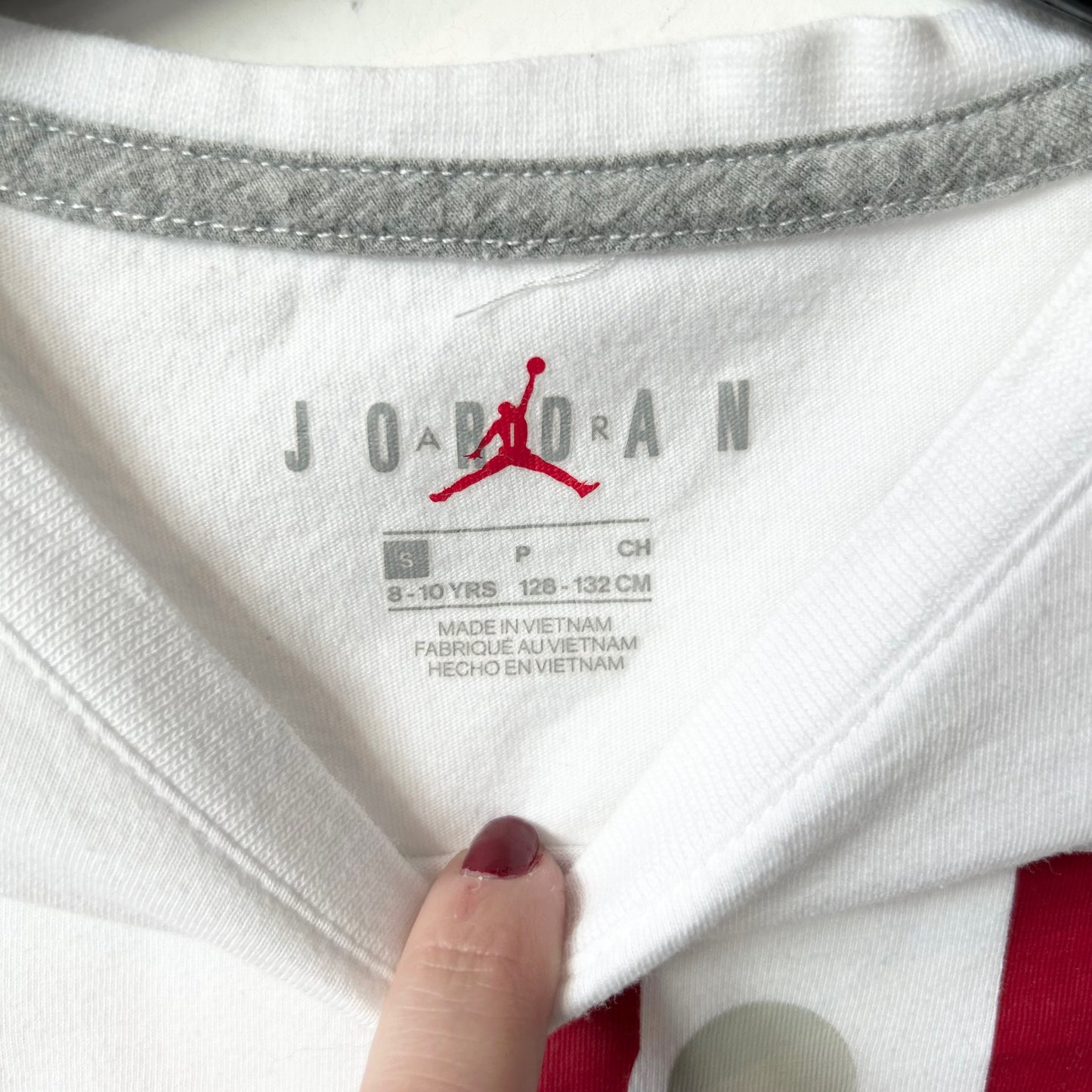 S Boy's White-Red Air Jordan T-Shirt
