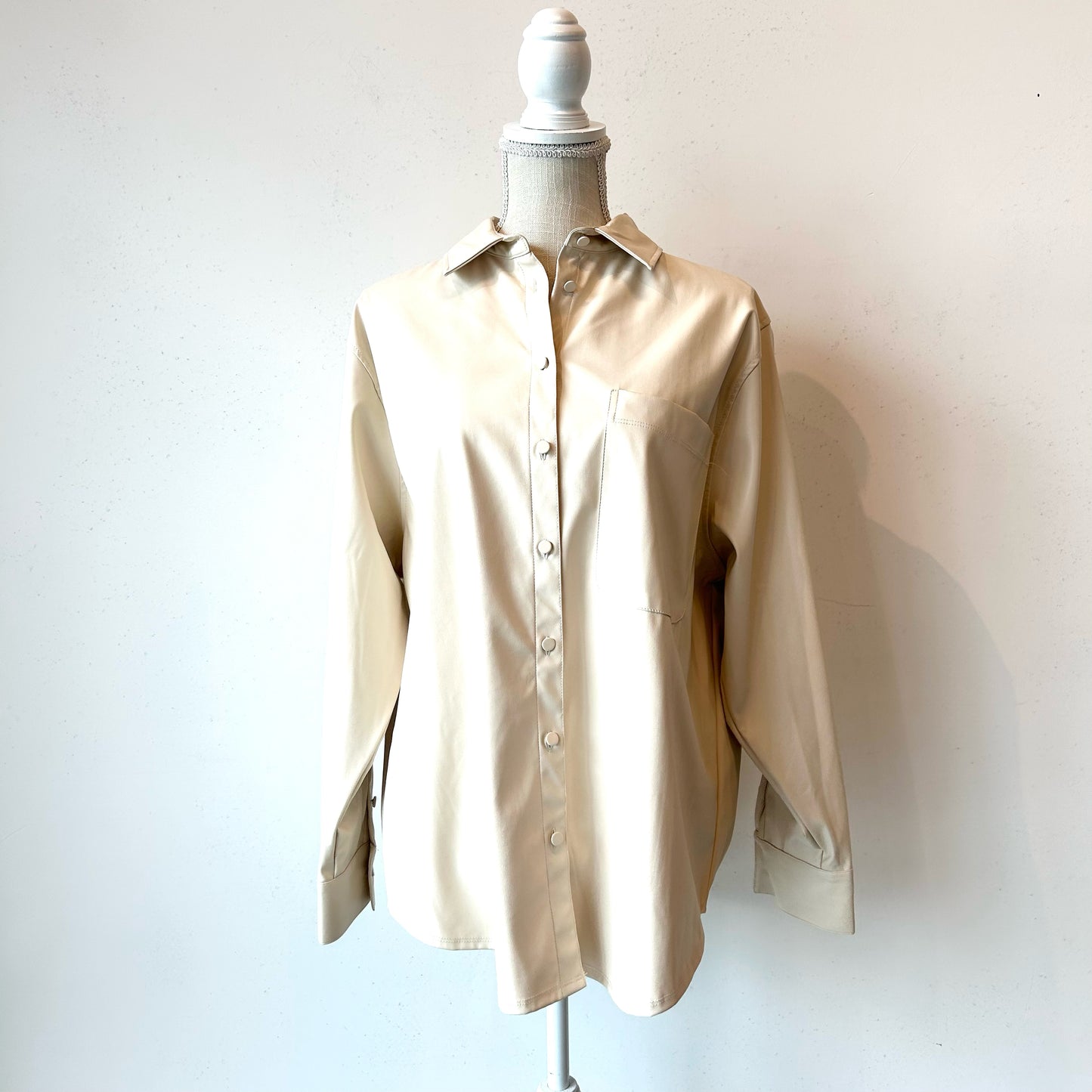 M A New Day Ivory Faux Leather Blouse