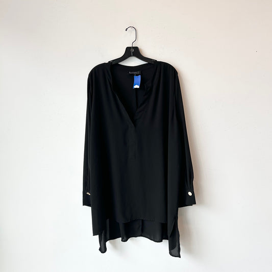 3X Eloquii Black Sheer V-Neck Long Sleeve Blouse