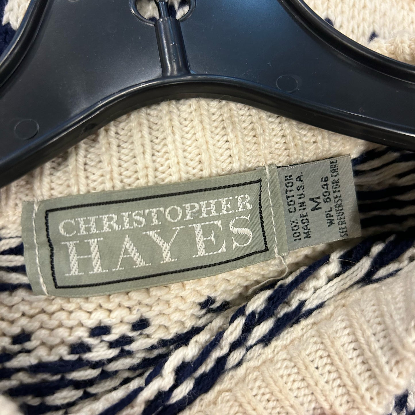 M Christopher Hayes White-Blue Pattern Sweater