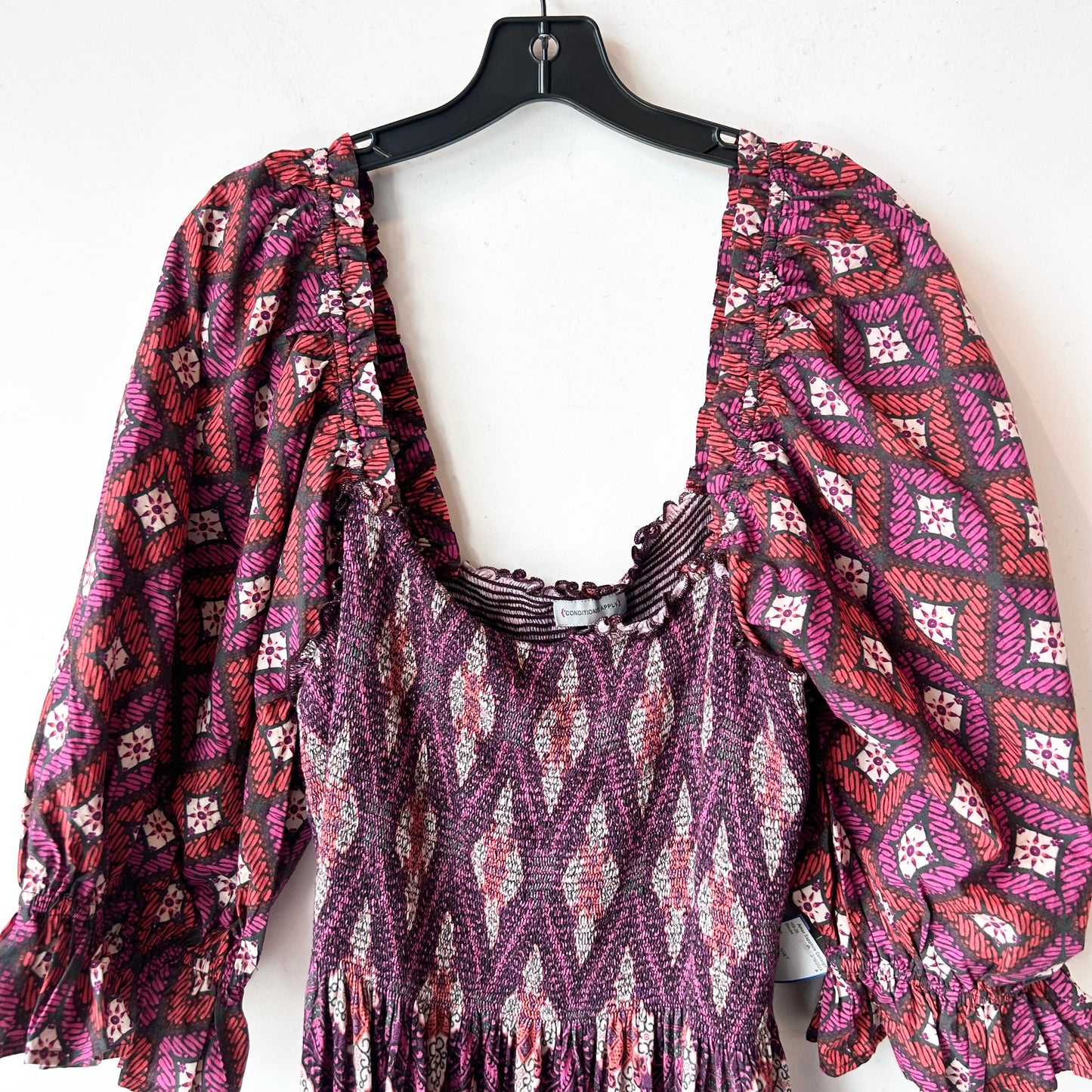 XXL/2X Conditions Apply Pink Abstract Blouse