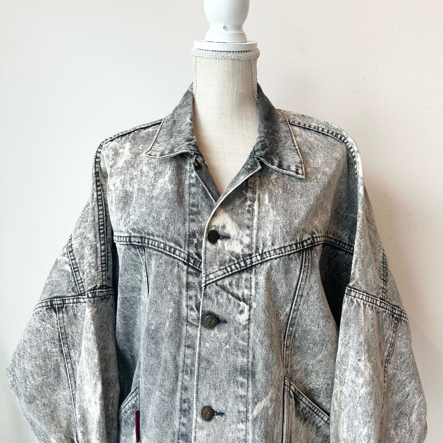 M Jonny Q Gray Acid Wash Oversized Jean Jacket