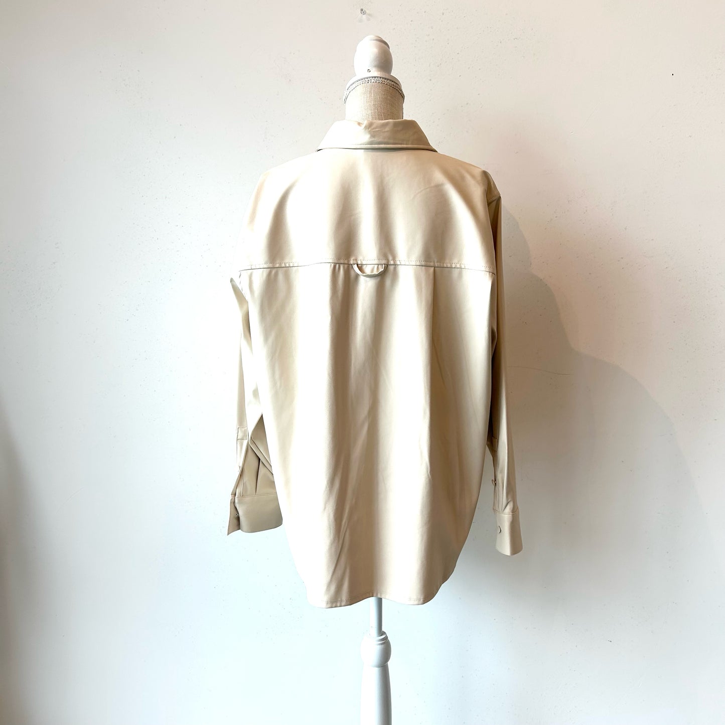 M A New Day Ivory Faux Leather Blouse